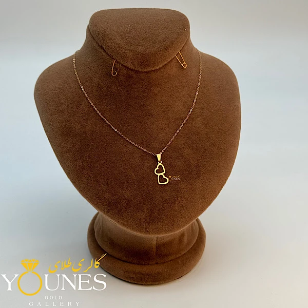 آویز دو قلب تو خالی طلا لیزری